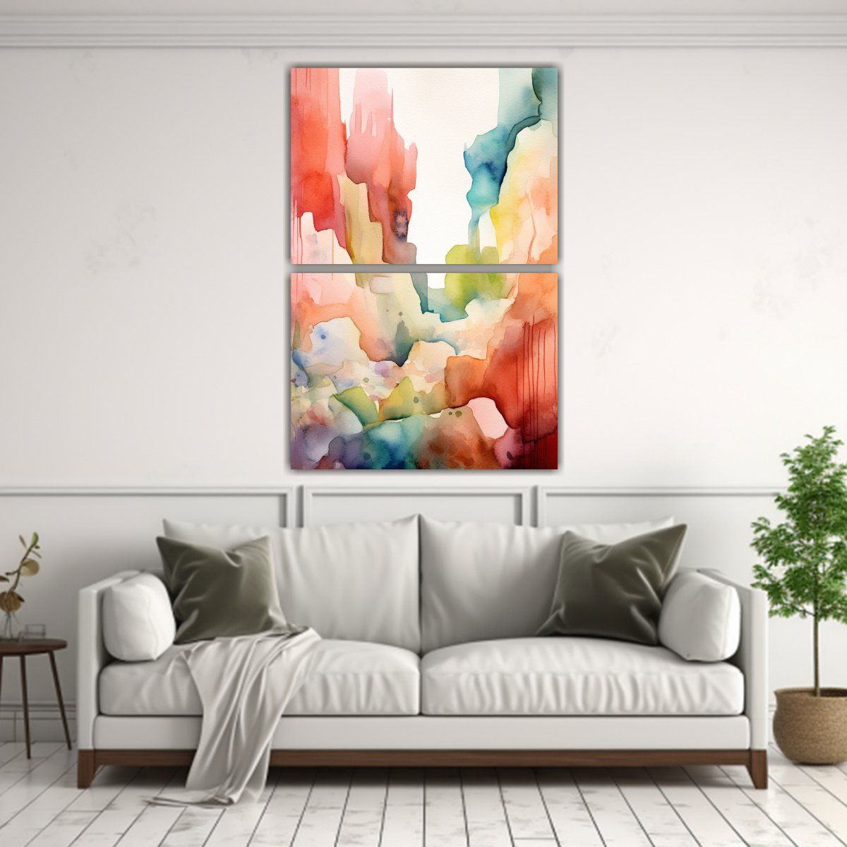 GENERICO - Pintura Abstracta De Acuarela De Rocas Rojas De 60x80 Cm