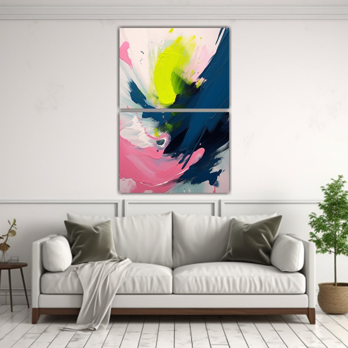 GENERICO - Pintura Abstracta Con Pinceladas Fuertes Y 65x100 Cm