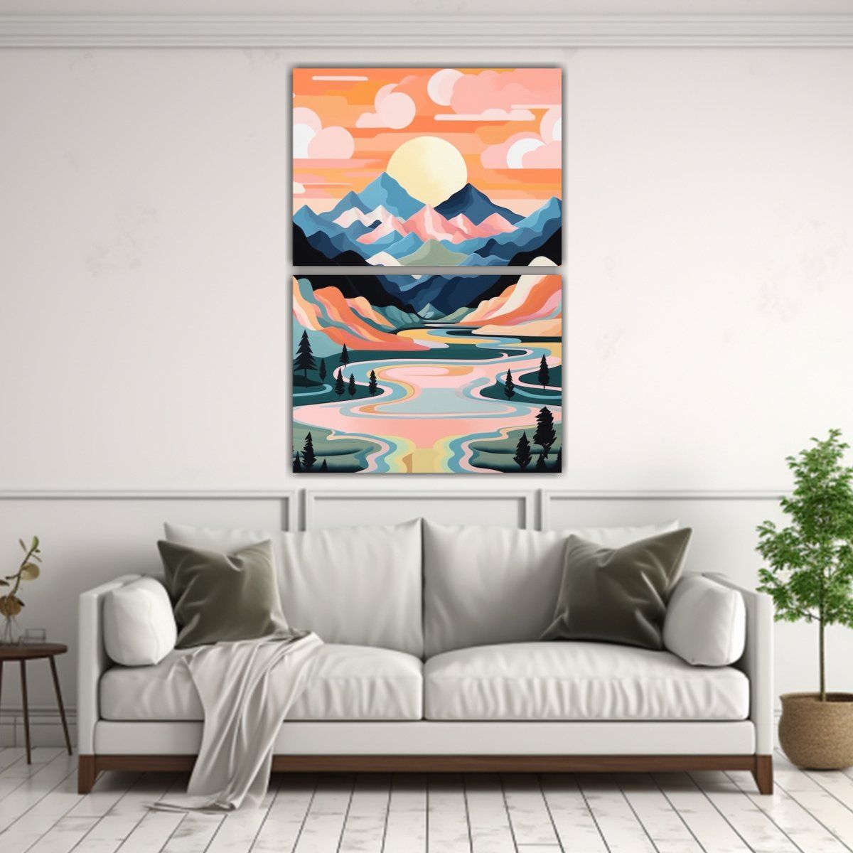 GENERICO - Pintura Decorativa Con Montañas Coloridas Y Lago 120x160 Cm