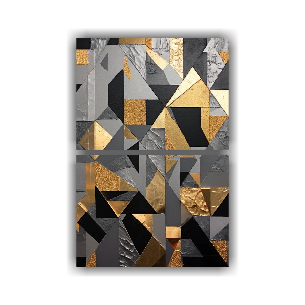 GENERICO - Cuadros Geométricos En Papel Dorado Foil De Dos 50x80 Cm