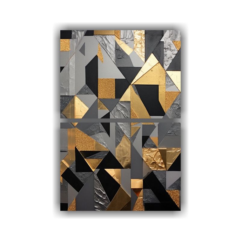 GENERICO - Cuadros Geométricos En Papel Dorado Foil De Dos 120x160 Cm