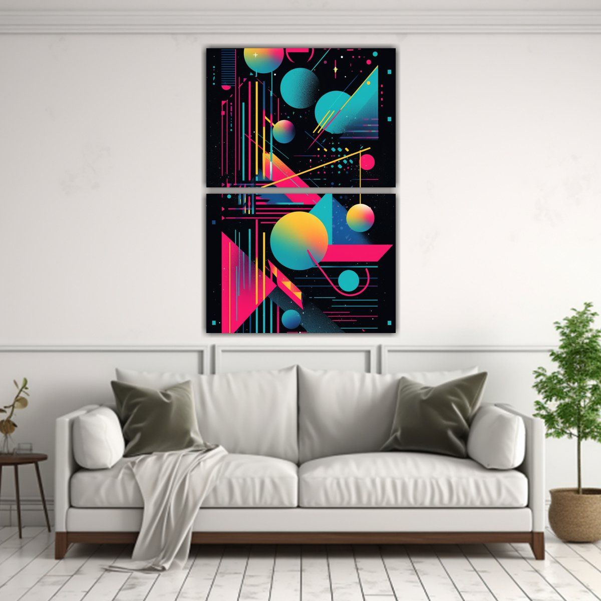 GENERICO - Conjunto 2 Lienzos Moderno Gráficos Y Símbolos 50x80 Cm