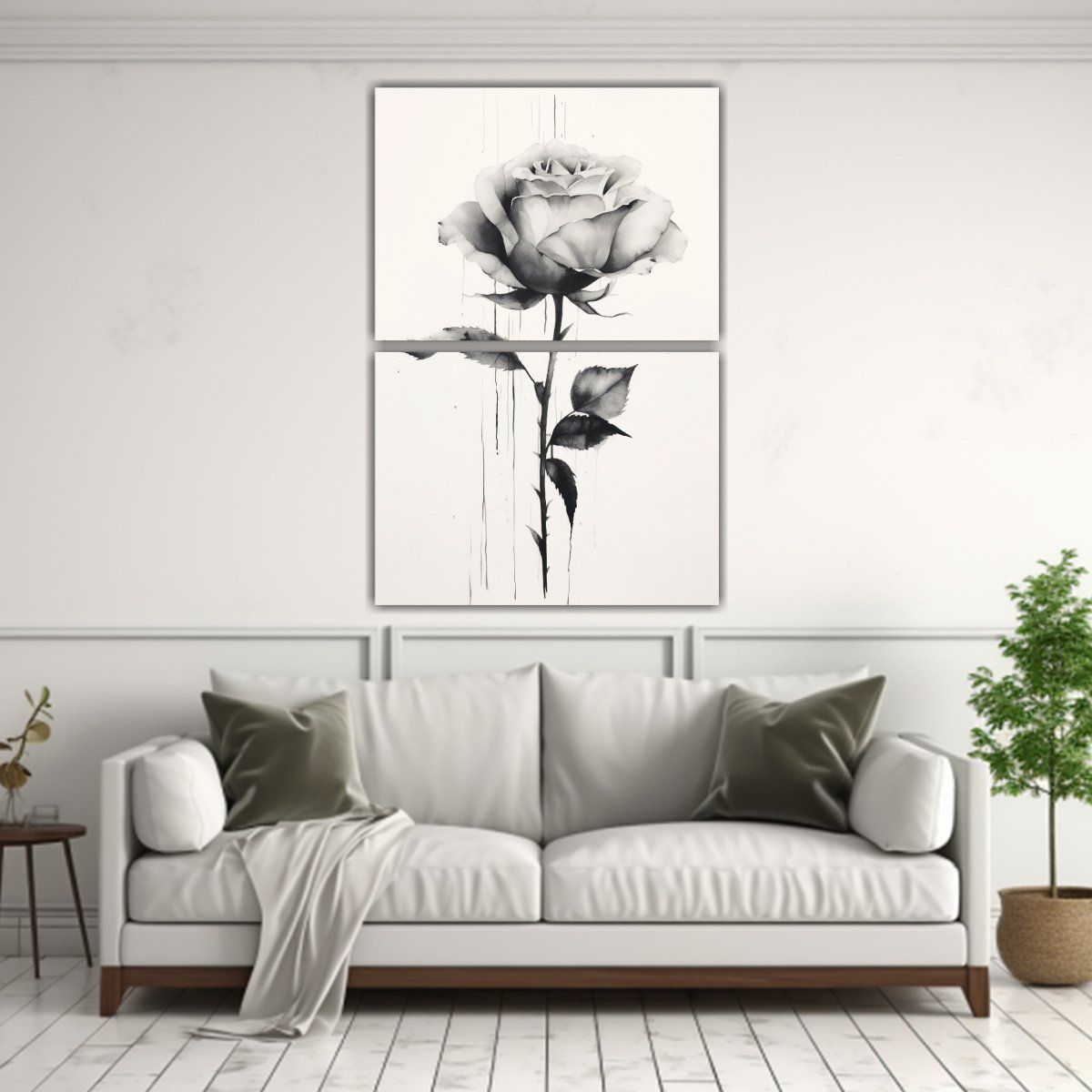 GENERICO - Pinturas Decorativas Abstractas En Blanco Y Negro 50x80 Cm