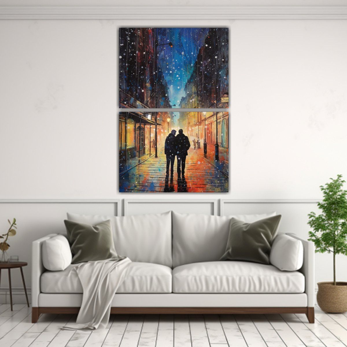 GENERICO - Pareja Besándose Bajo El Cielo Estrellado En Las 60x80 Cm