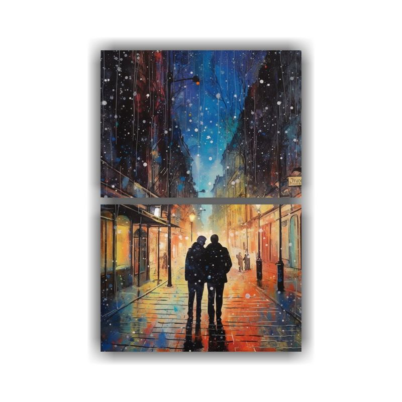 GENERICO - Pareja Besándose Bajo El Cielo Estrellado En Las 50x80 Cm