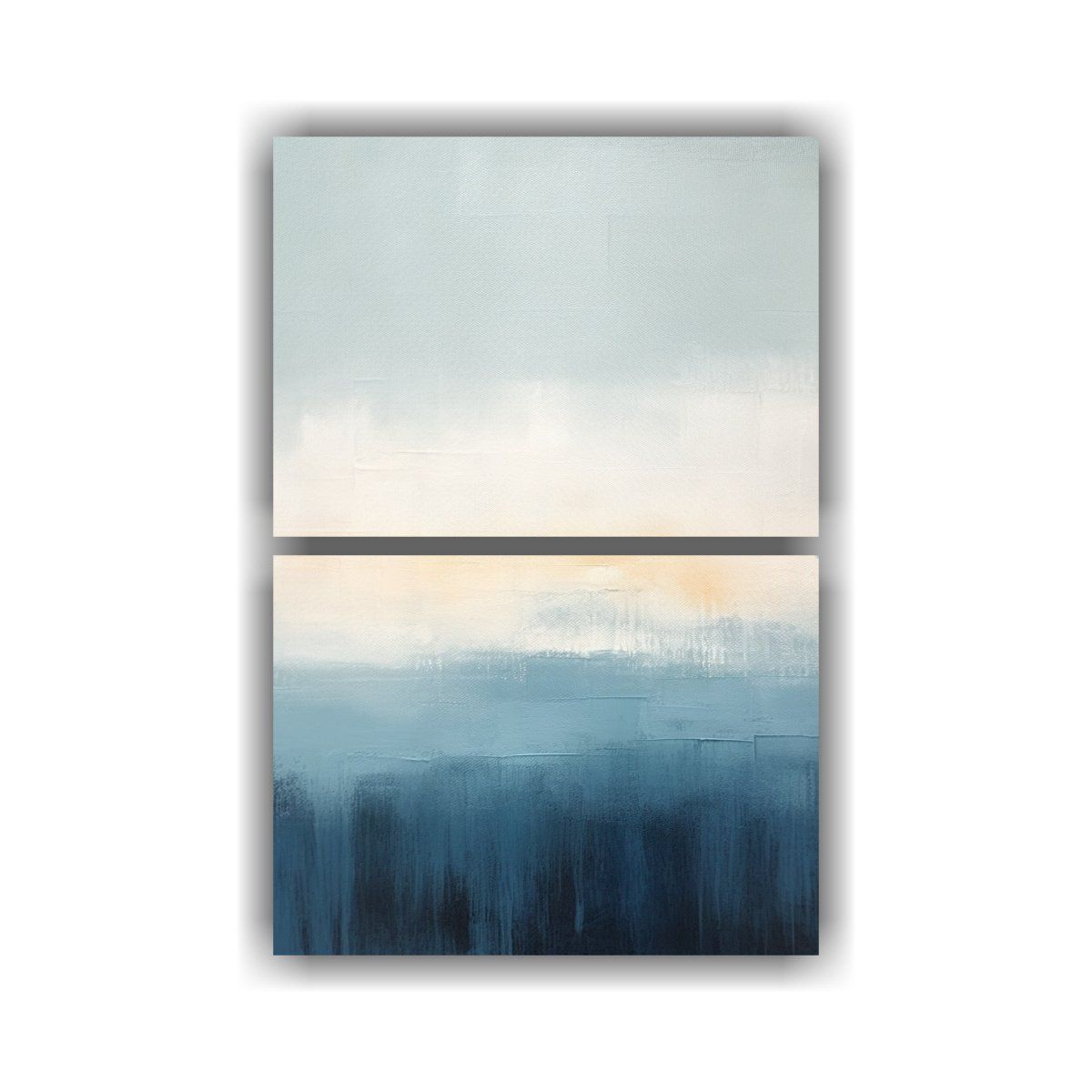GENERICO - Pintura Abstracta Azul Con Fondo Ocre Para 60x80 Cm