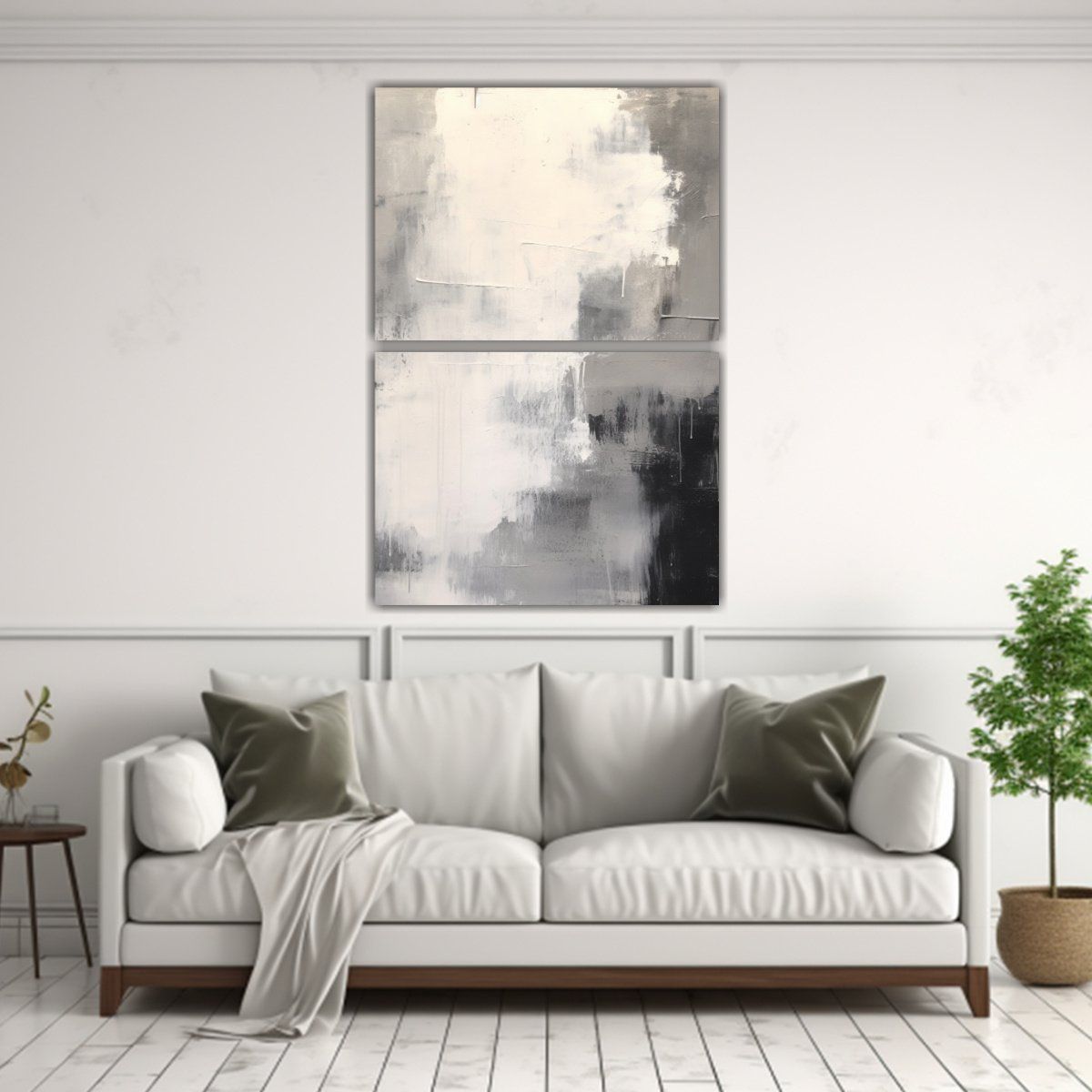 GENERICO - Pintura Abstracta Majestuosa En Gris Y Blanco En 60x80 Cm