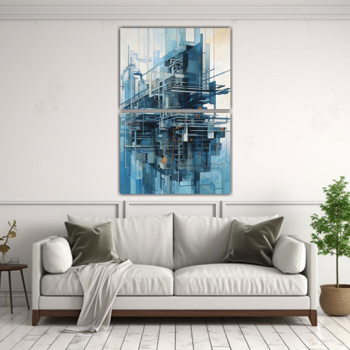 GENERICO - Inspirador Clásico Con Línea Azul En Pintura 65x100 Cm