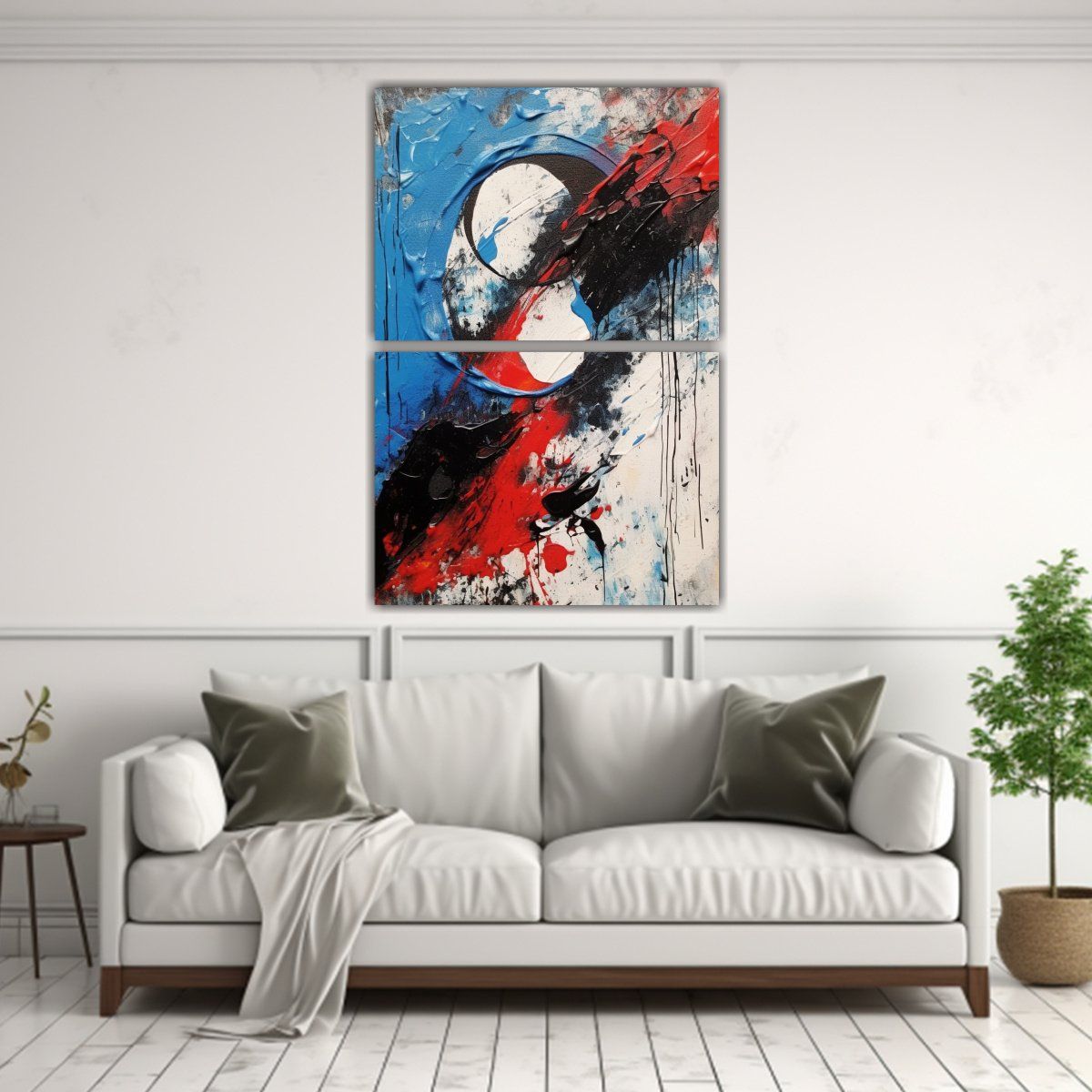 GENERICO - Pintura Abstracta Con Colores Azul Negro Rojo Y 50x80 Cm