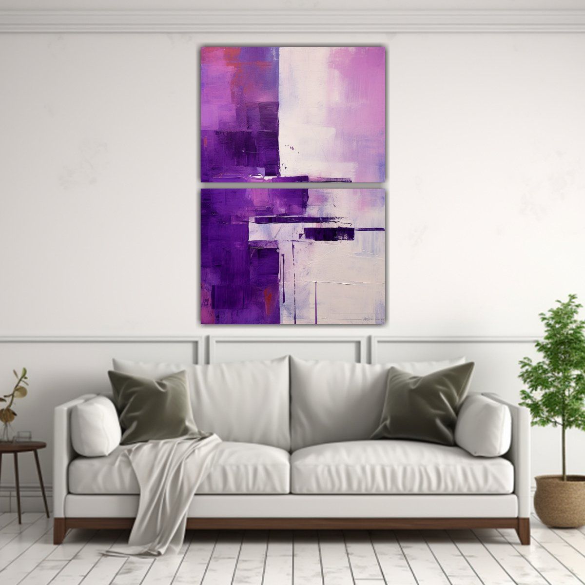 GENERICO - Pinturas Abstractas Modernas En Tonos Morado Y 50x80 Cm