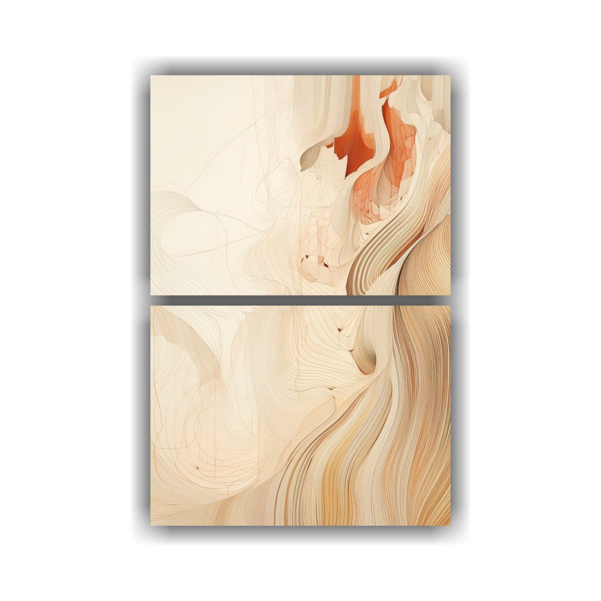 GENERICO - Pintura Abstracta Beige Con Líneas Onduladas En 65x100 Cm