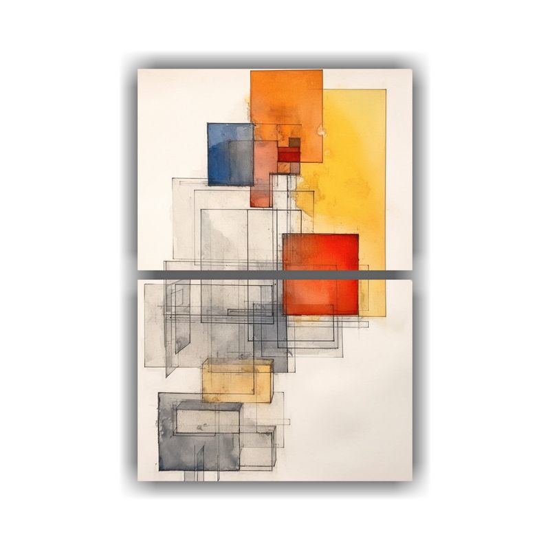 GENERICO - Cuadros Modernos De Poder En Naranja Azul Y Rojo 75x100 Cm
