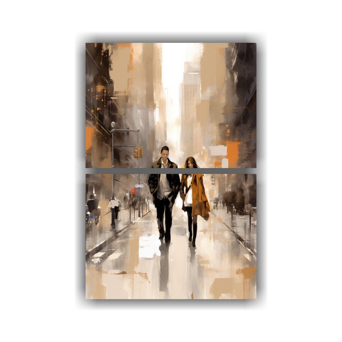 GENERICO - Pareja Paseando Por Nueva York En Pinturas 65x100 Cm