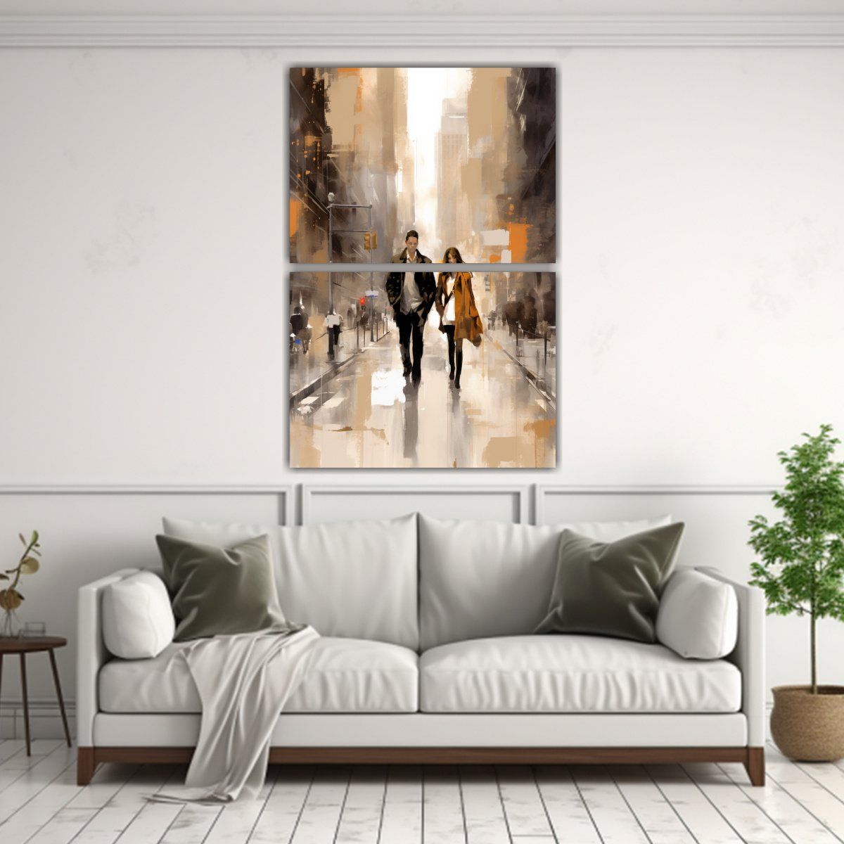 GENERICO - Pareja Paseando Por Nueva York En Pinturas 65x100 Cm