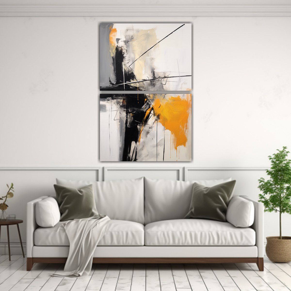 GENERICO - Pintura Abstracta En Negro Y Gris Para 75x100 Cm