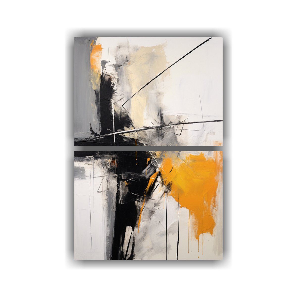 GENERICO - Pintura Abstracta En Negro Y Gris Para 60x80 Cm