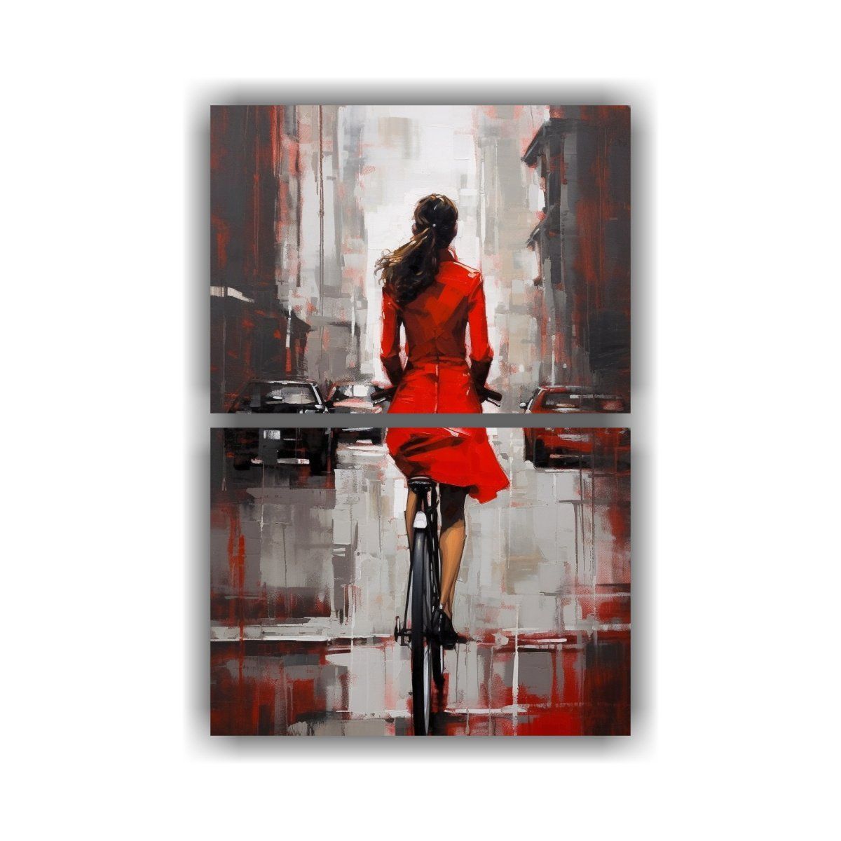GENERICO - Pintura Mural Hermosa De Mujer Con Ciclista En 120x160 Cm