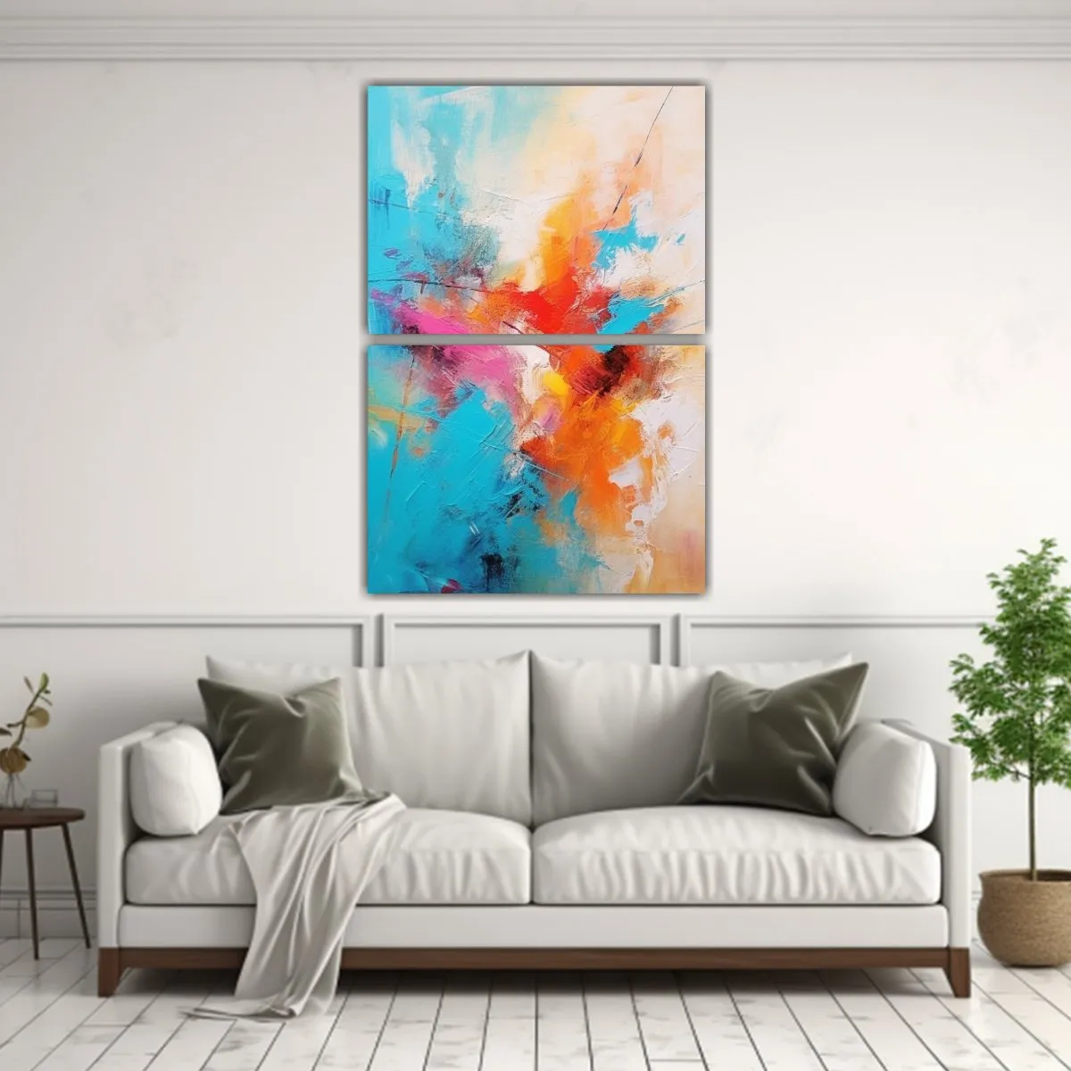 GENERICO - Pintura Abstracta Expresionista En Colores 50x80 Cm