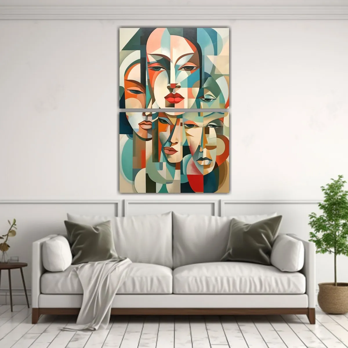GENERICO - Pintura Espectacular Con Rostros En Diferentes 75x100 Cm