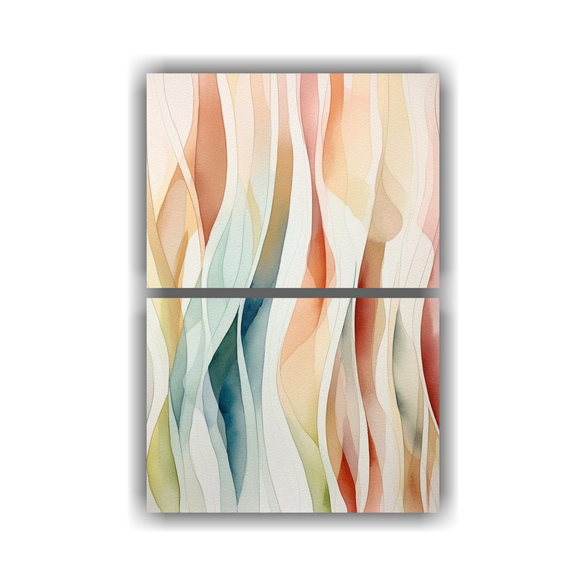 GENERICO - Cuadros Abstractos Acuarela Líneas Originales 65x100 Cm