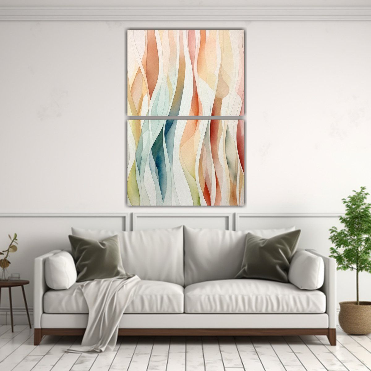 GENERICO - Cuadros Abstractos Acuarela Líneas Originales 65x100 Cm