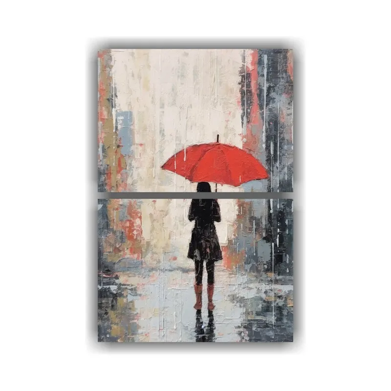 GENERICO - Pintura De Mujer En Camisa Roja De Pie 65x100 Cm