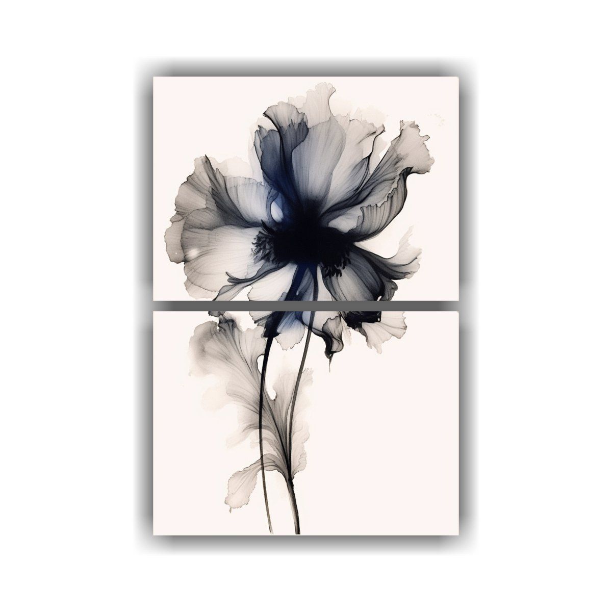 GENERICO - Pinturas Decorativas En Negro Y Azul Con Flores 50x80 Cm