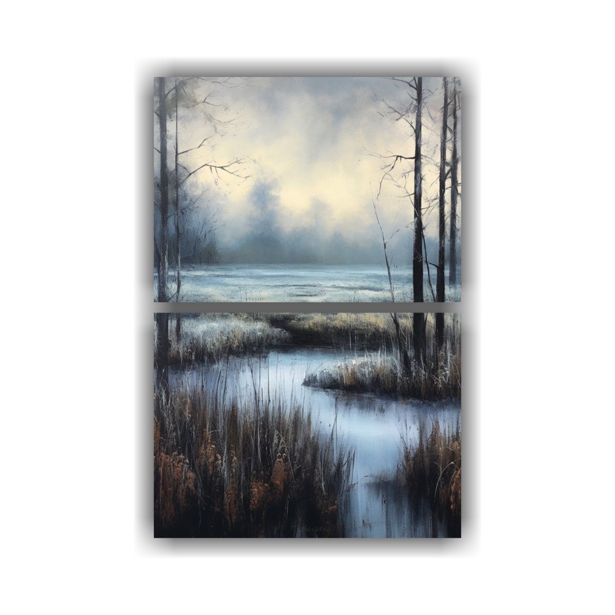 GENERICO - Pintura Acuarela Elegancia Azul De árboles Y 50x80 Cm