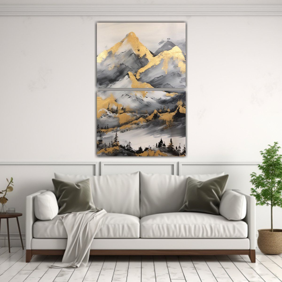 GENERICO - Cuadros Impreso Calidez Montaña Dorada Negra Y 65x100 Cm