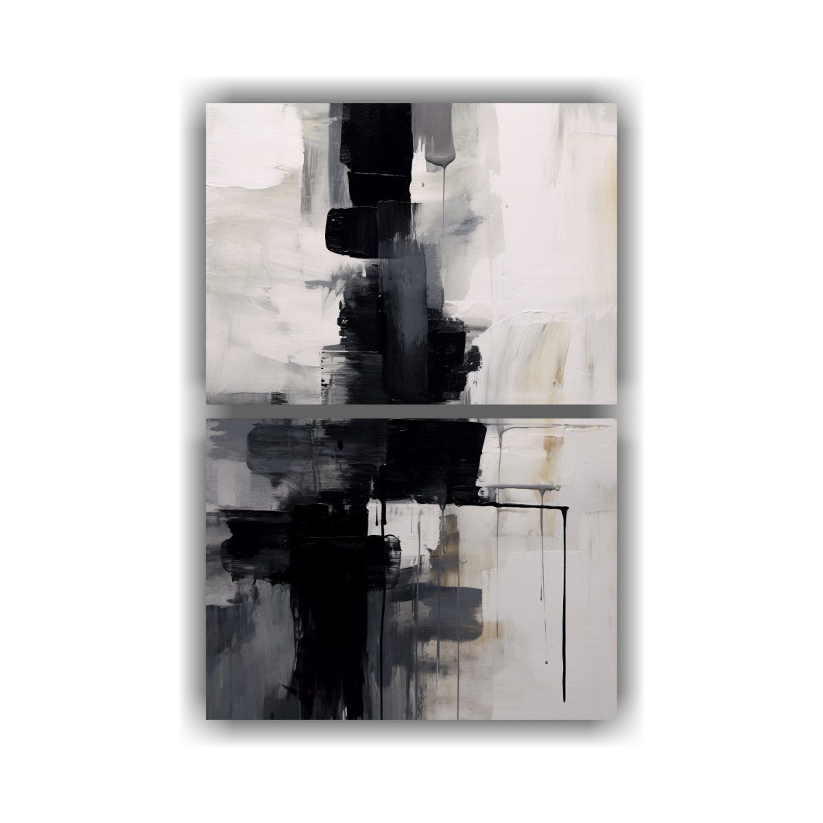 GENERICO - Pintura Diptico Diseño Estrellados Blanco Y 65x100 Cm