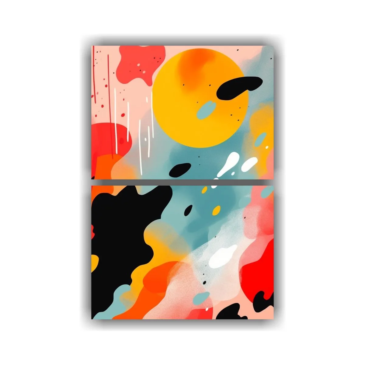 GENERICO - Juego 2 Líneas Finas Oficina Pintura Abstracta 65x100 Cm