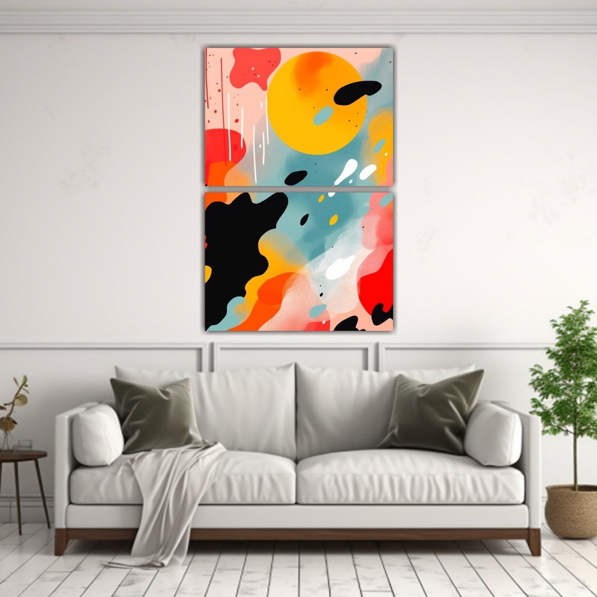 GENERICO - Juego 2 Líneas Finas Oficina Pintura Abstracta 65x100 Cm