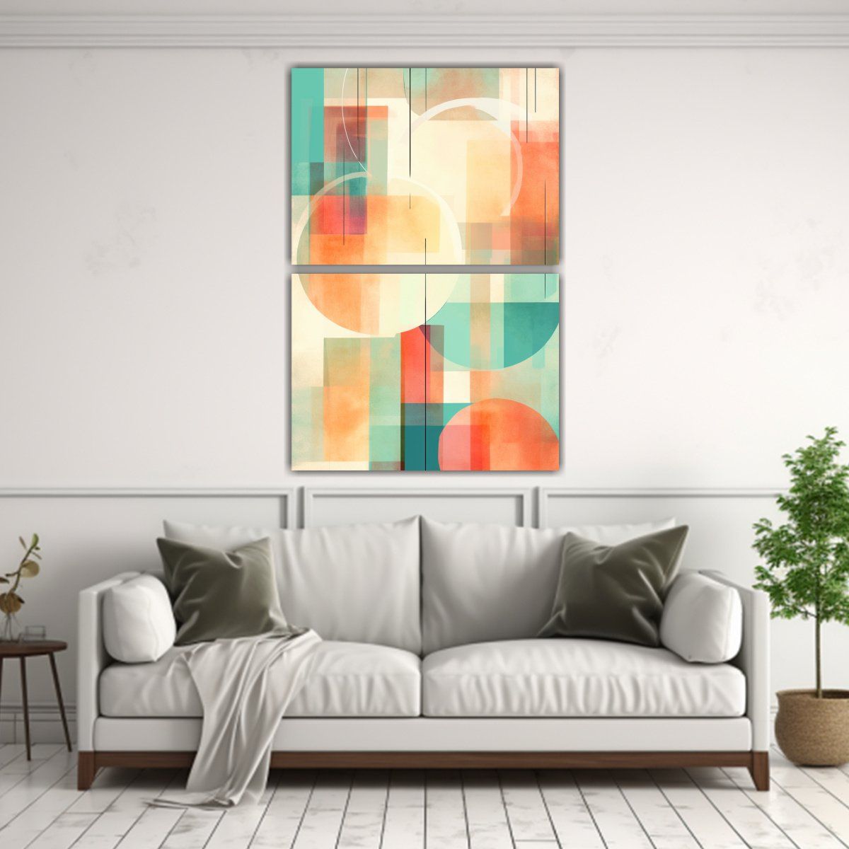 GENERICO - Dos Cuadros Dibujo Boceto Digital Arte Moderno 65x100 Cm