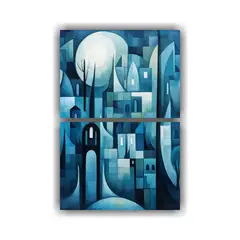 GENERICO - Paisaje Abstracto En Azules Vibrantes Sobre Fondo 50x80 Cm