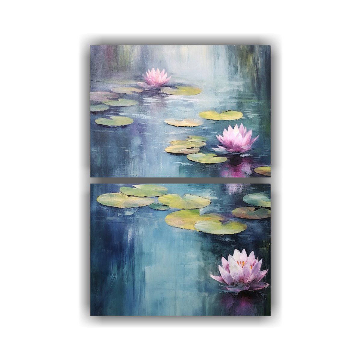 GENERICO - Set 2 Pinturas Modernas De Formación Nenúfares 60x80 Cm