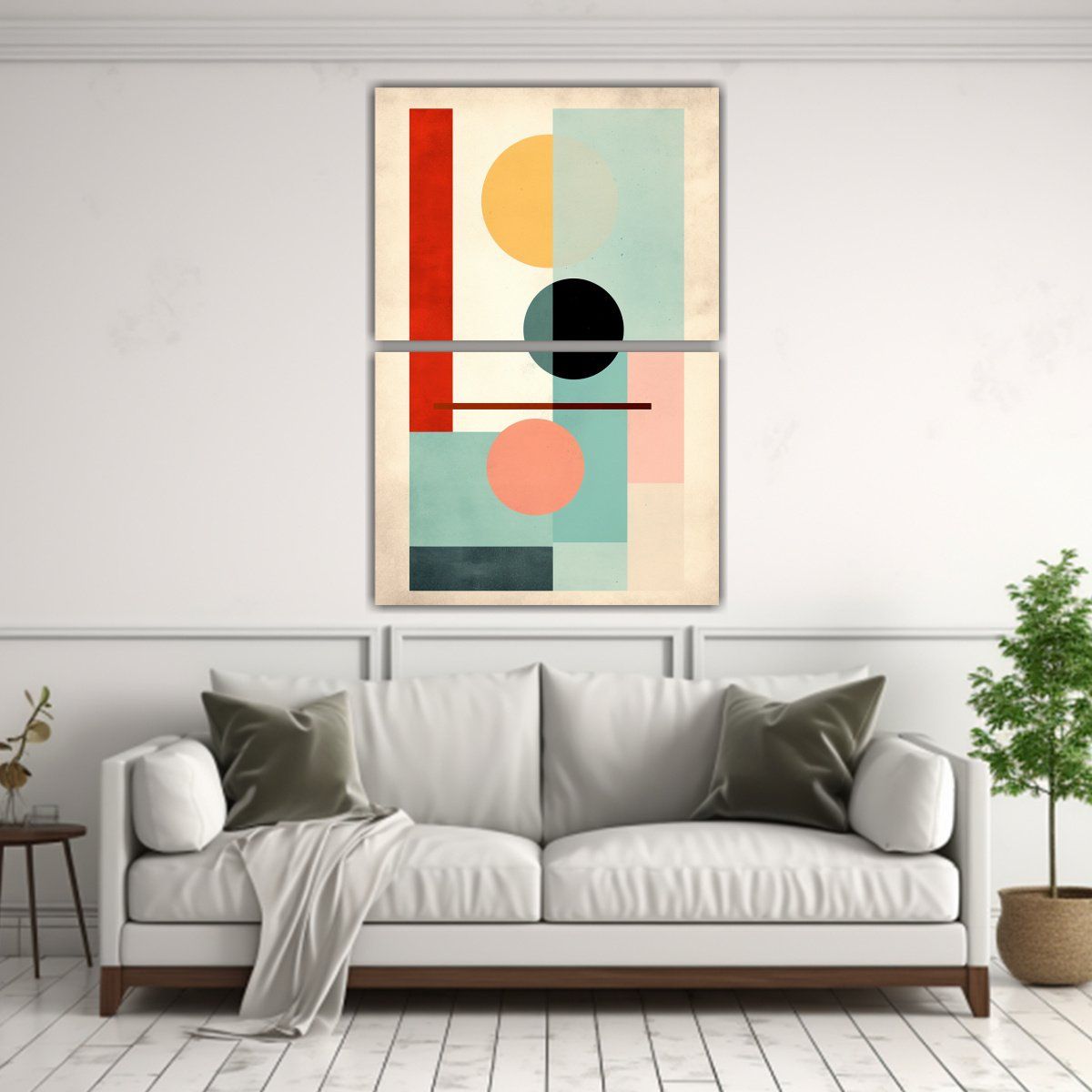 GENERICO - Lienzos Abstracción Brillante Bauhaus En Rosa 50x80 Cm