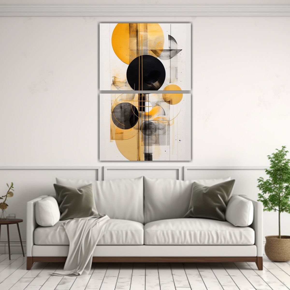 GENERICO - Set 2 Composiciones Impreso Oro Y Negro Arte 75x100 Cm