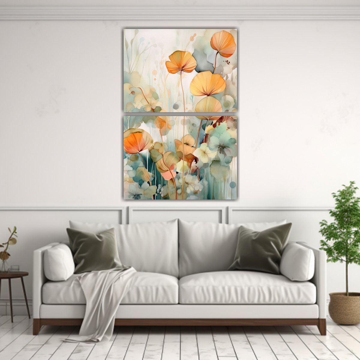 GENERICO - Pintura Acuarela Flores Y Plantas Abstractas En 60x80 Cm