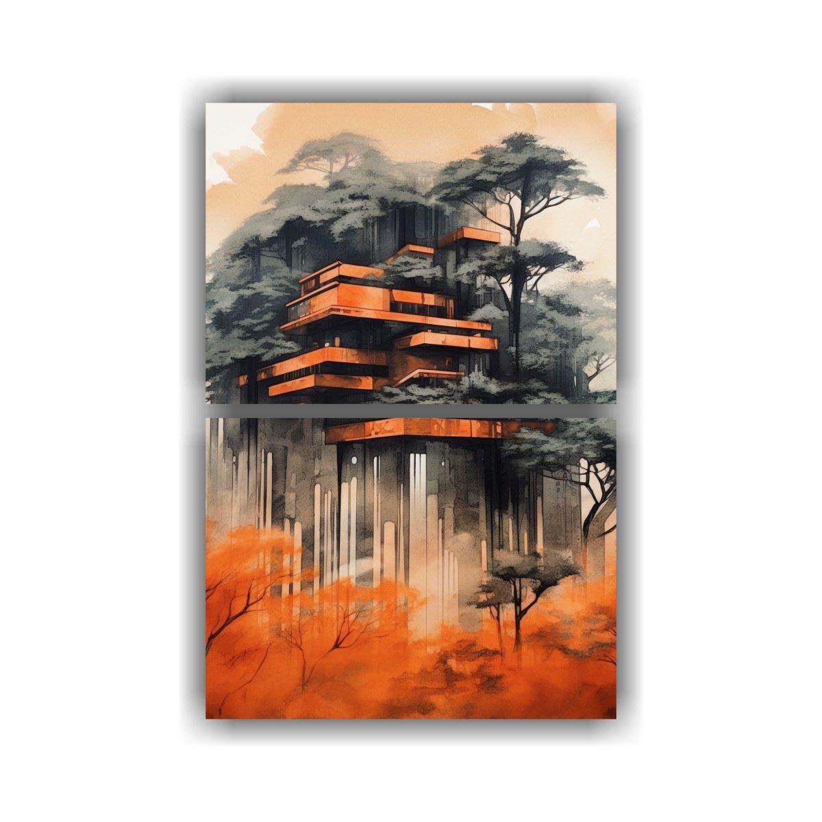 GENERICO - Dos Telas En Bastidor Espectacular Combinación 75x100 Cm