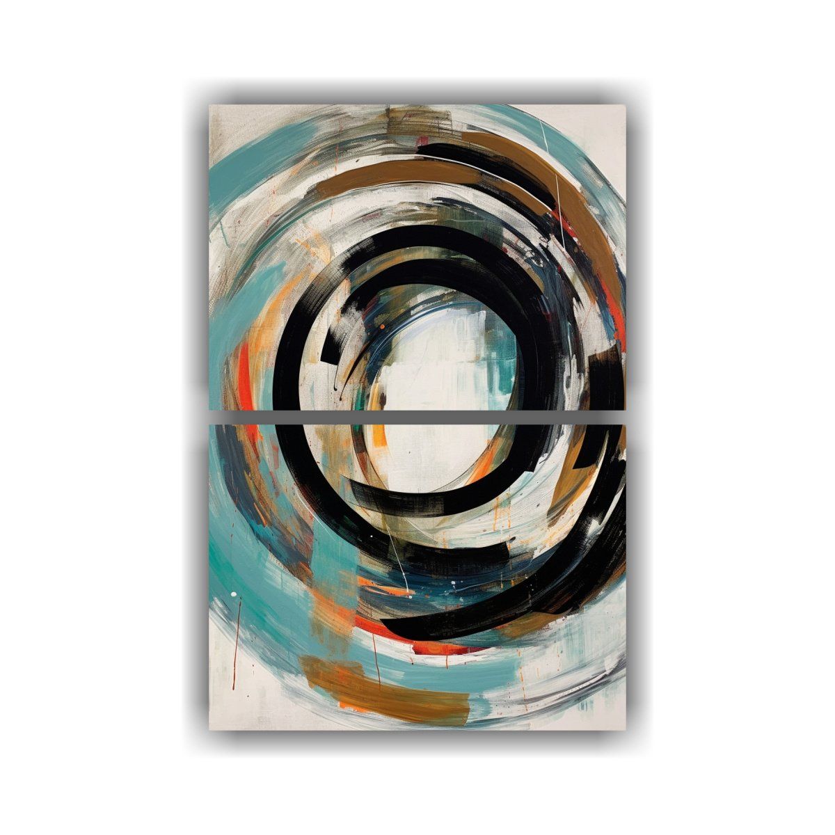 GENERICO - Pintura Abstracta Con Líneas Circulares En Tela 50x80 Cm
