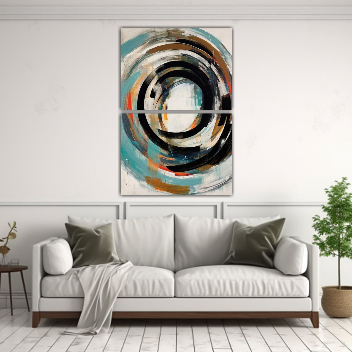 GENERICO - Pintura Abstracta Con Líneas Circulares En Tela 50x80 Cm