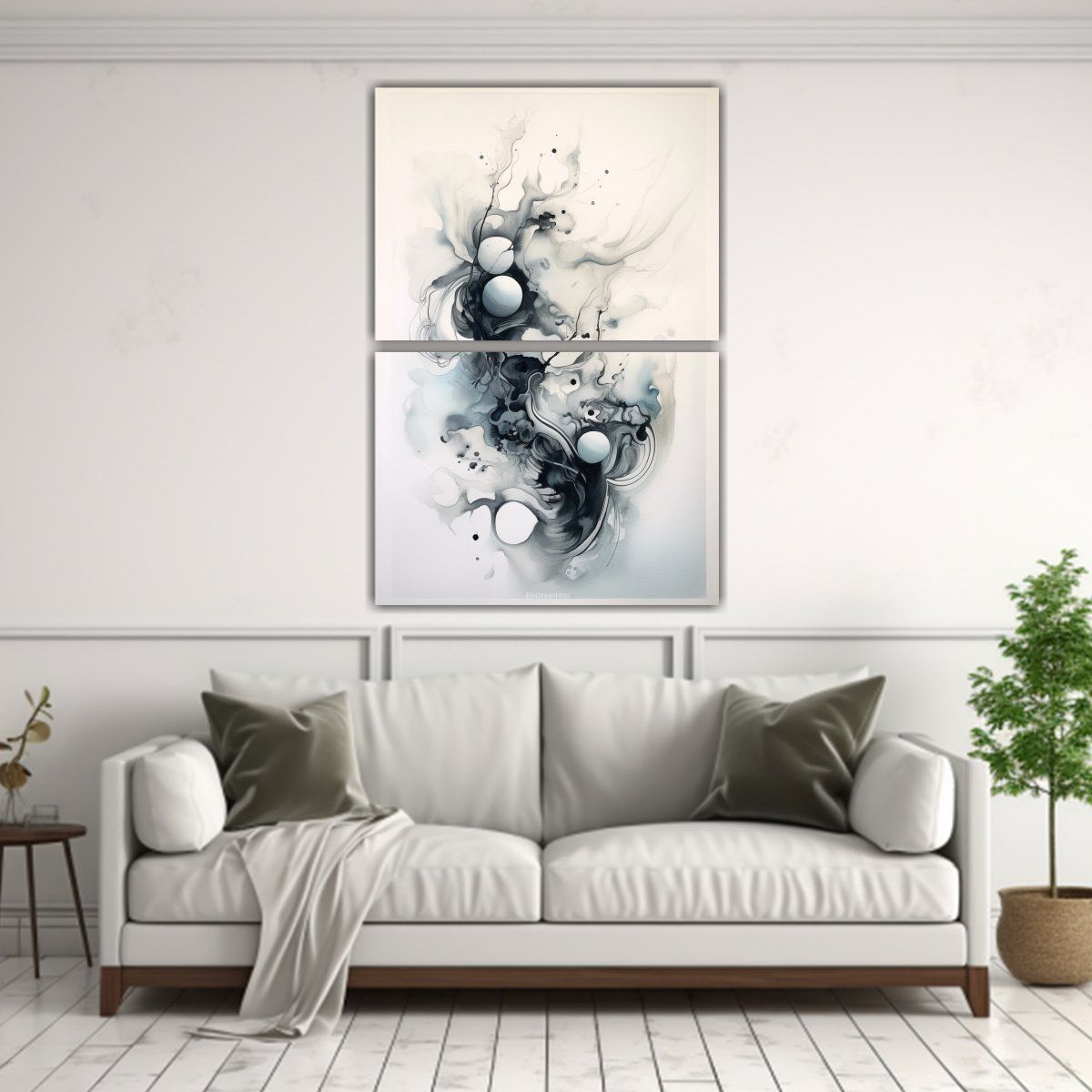 GENERICO - Pintura Mural Bohemia Abstracta En Estilo Tinta 60x80 Cm