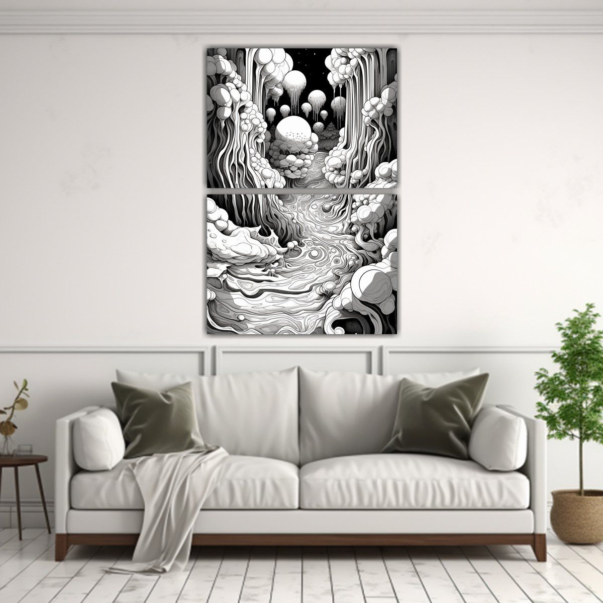 GENERICO - Cuadro Acuarela Línea Arte Geoda Líquida Negra 60x80 Cm