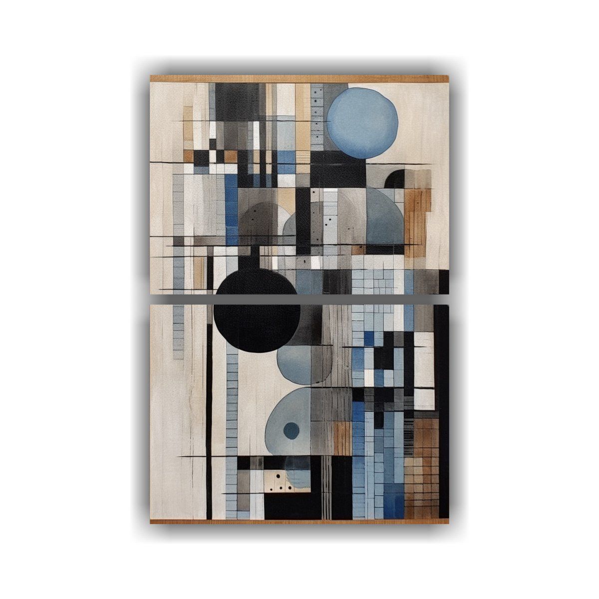 GENERICO - Cuadros Modernos Figuras Gris Negro Y Azul Con 60x80 Cm