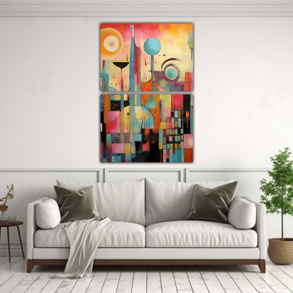 GENERICO - Pintura Al óleo Abstracta Y Caprichosa De Formas 75x100 Cm