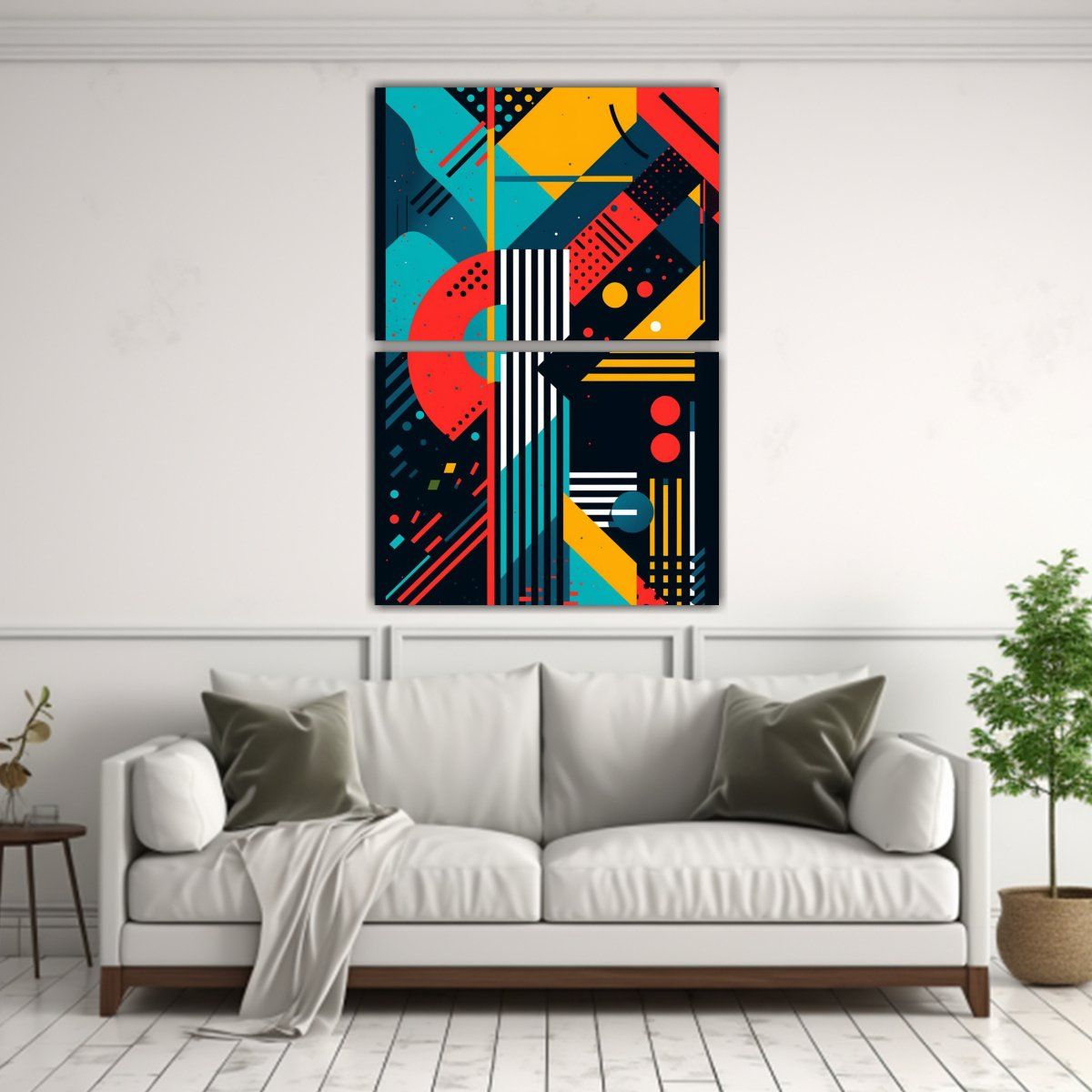GENERICO - Pinturas Geométricas Abstractas En Dos Telas 75x100 Cm