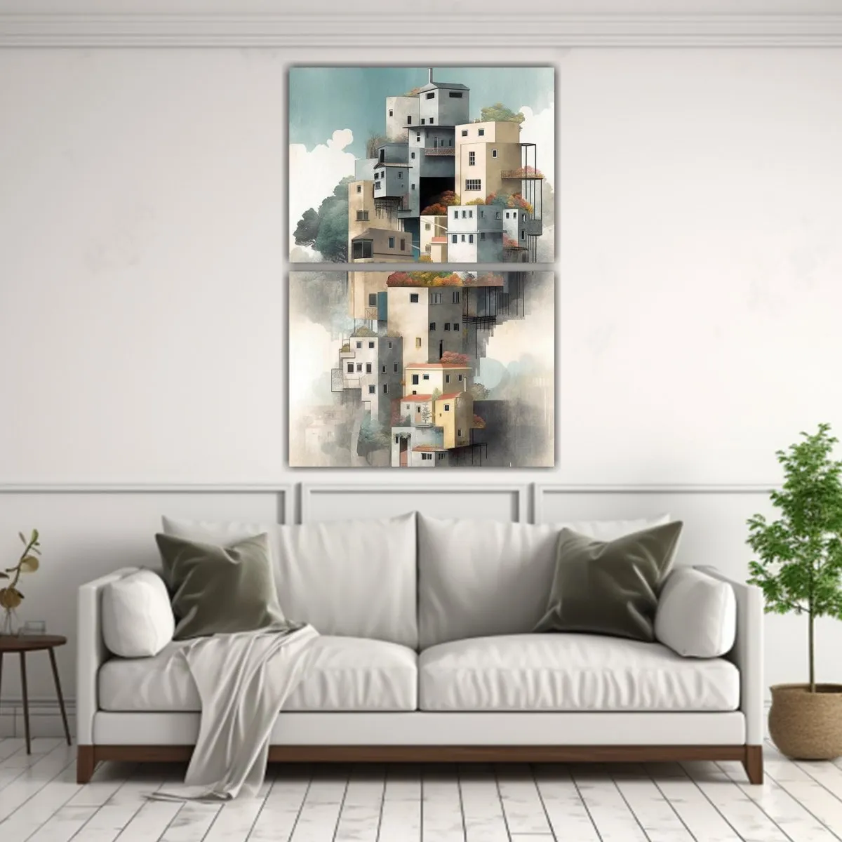GENERICO - Conjunto De 2 Telas En Bastidor De Paisaje Urbano 120x160 Cm