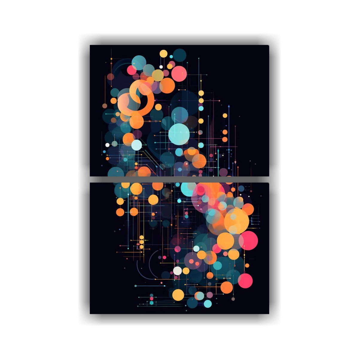 GENERICO - Dos Cuadros Modernos Única Arte Generativa 2D 65x100 Cm