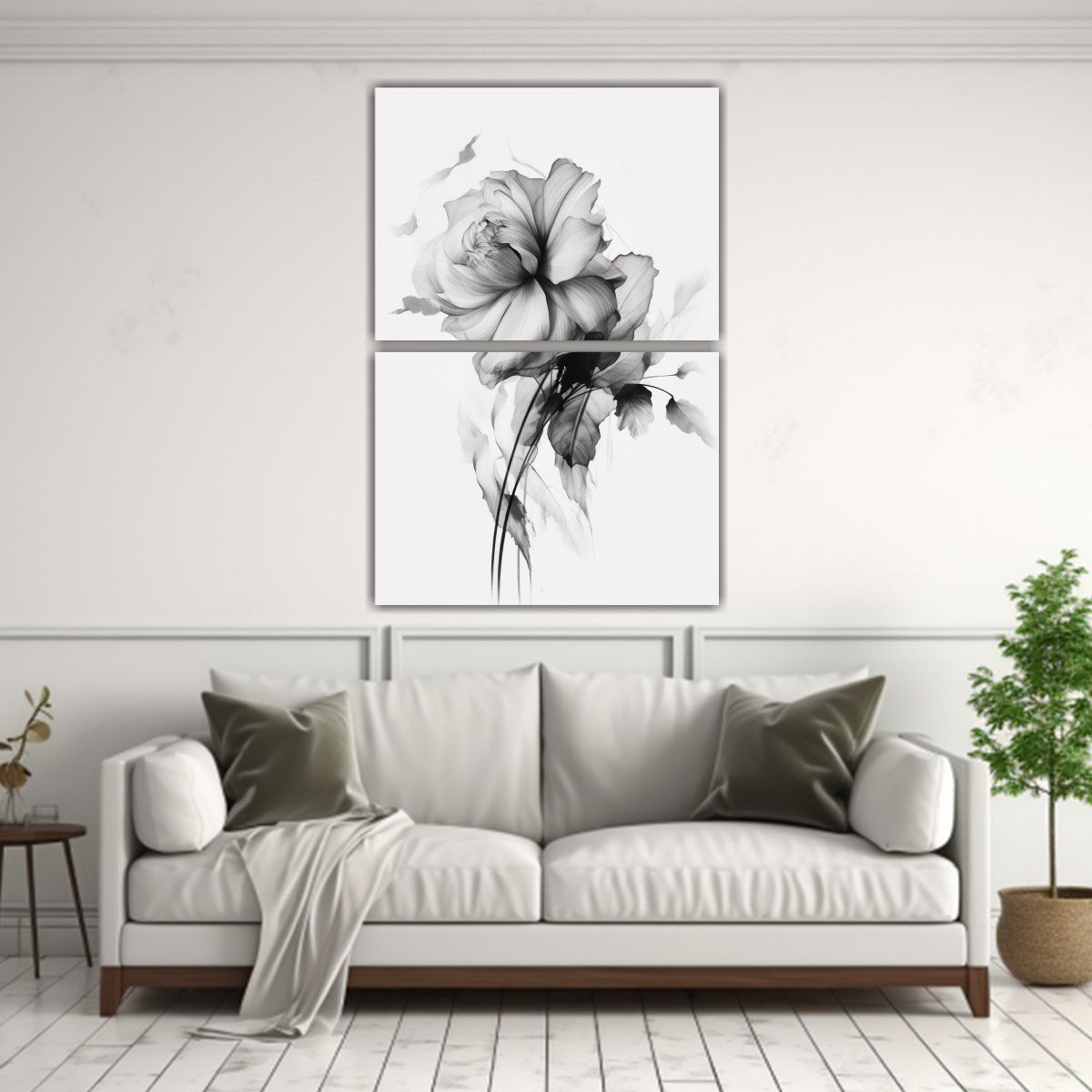 GENERICO - Pinturas Decorativas En Blanco Y Negro Con Flores 120x160 Cm