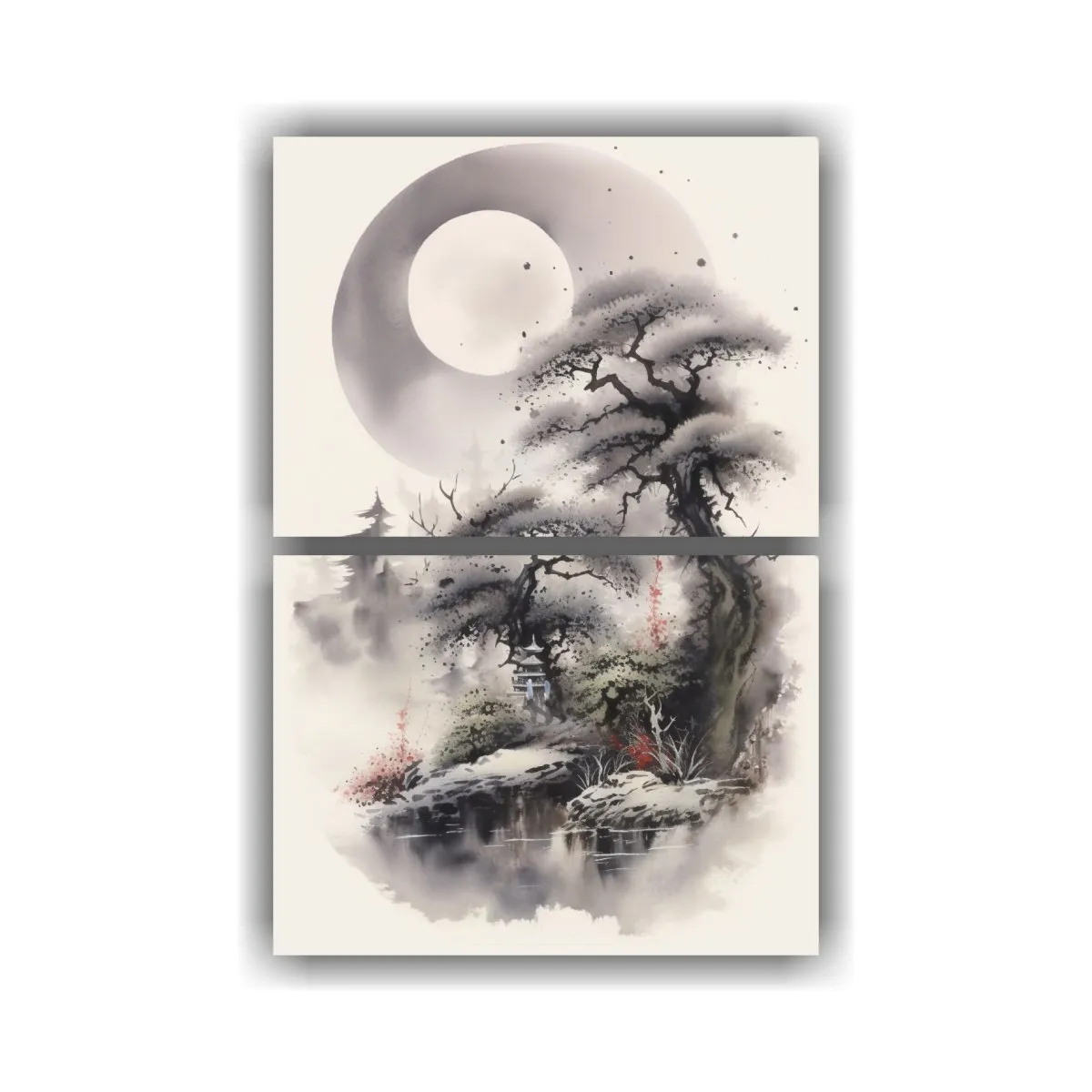 GENERICO - Pinturas Decorativas De Luna Y Noche En Tinta Y 60x80 Cm